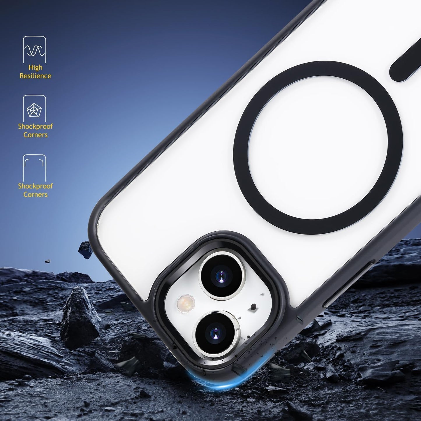 AIG Magnetic Clear Case for iPhone 15 Plus / 14 Plus (6.7") – MagSafe, Shockproof, Black