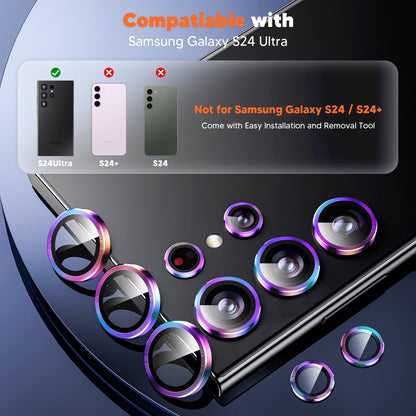 AIG Galaxy S24 Ultra Camera Lens Protector – 9H Tempered Glass, Case-Friendly (Colorful)