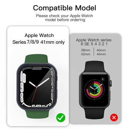 AIG Apple Watch Series 9/8/7 Case 41mm – UHD 9H Tempered Gorilla Glass Screen Protector, Blue