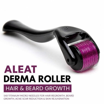 540 Titanium Microneedle Derma Roller for Hair Growth, Beard Growth & Face Skin Care | Acne Scars, Anti-Aging & Collagen Boosting Roller (0.5mm)