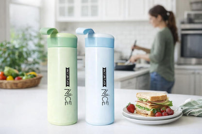 Stainless Steel Vacuum Insulated Water Bottle | Double Wall Leakproof Thermos Flask | Hot & Cold Water Bottle with Carry Handle | Reusable Travel Bottle for Office, Gym, School & Outdoor