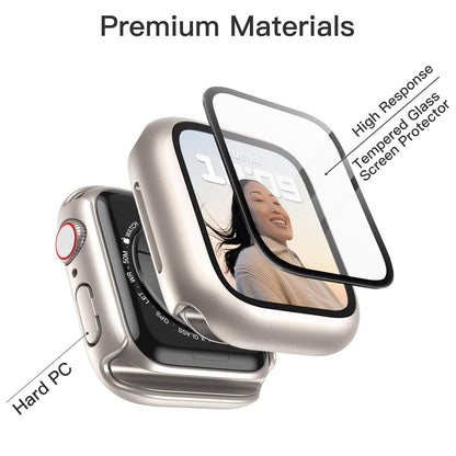AIG Cover Case with Screen Protector for Apple Watch Series 9/8/7 (45mm) – All-Round Protective Case with Built-in Tempered Glass – High Sensitivity Touch – 2 Pack