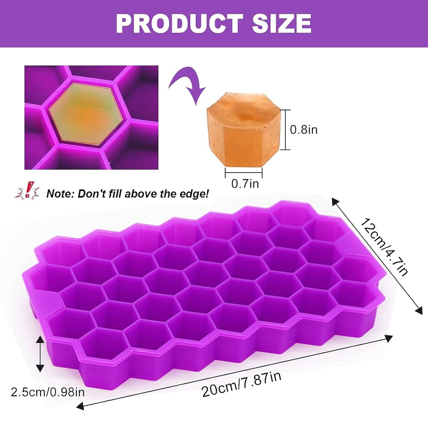 AIG Silicone Ice Cube Trays with Lids – 3 Pack Easy-Release Hexagon Ice Maker for Freezer, Reusable Food-Grade Ice Molds for Cocktail Bar, Whiskey, Iced Coffee & Home Kitchen (Purple)