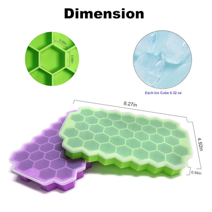 AIG Silicone Ice Cube Tray with Lid (2 Pack, Green) – Easy Release Reusable Ice Molds for Freezer & Drinks