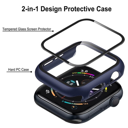 AIG Apple Watch 45mm Hard Case with Tempered Glass Screen Protector, Ultra-Thin Protective Cover for Series 9/8/7 - BLUE (01 PACK)
