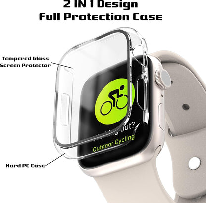 AIG Bumper Hard Case with Tempered Glass for Apple Watch Compatible with Series 6/5/4, 40mm Ultra-Thin Protective Cover with iWatch Screen Protector - Clear/Transparent (04 PACK)