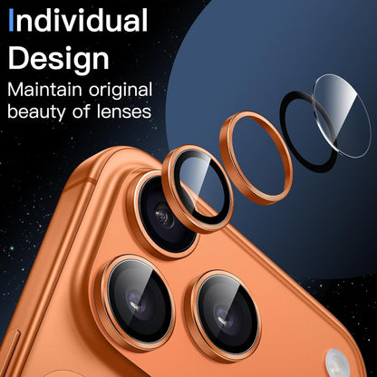 AIG Camera Lens Protector for iPhone 17 Pro / Pro Max – 9H Tempered Glass with Metal Ring, Scratch Resistant, HD Clear (COSMIC ORANGE)