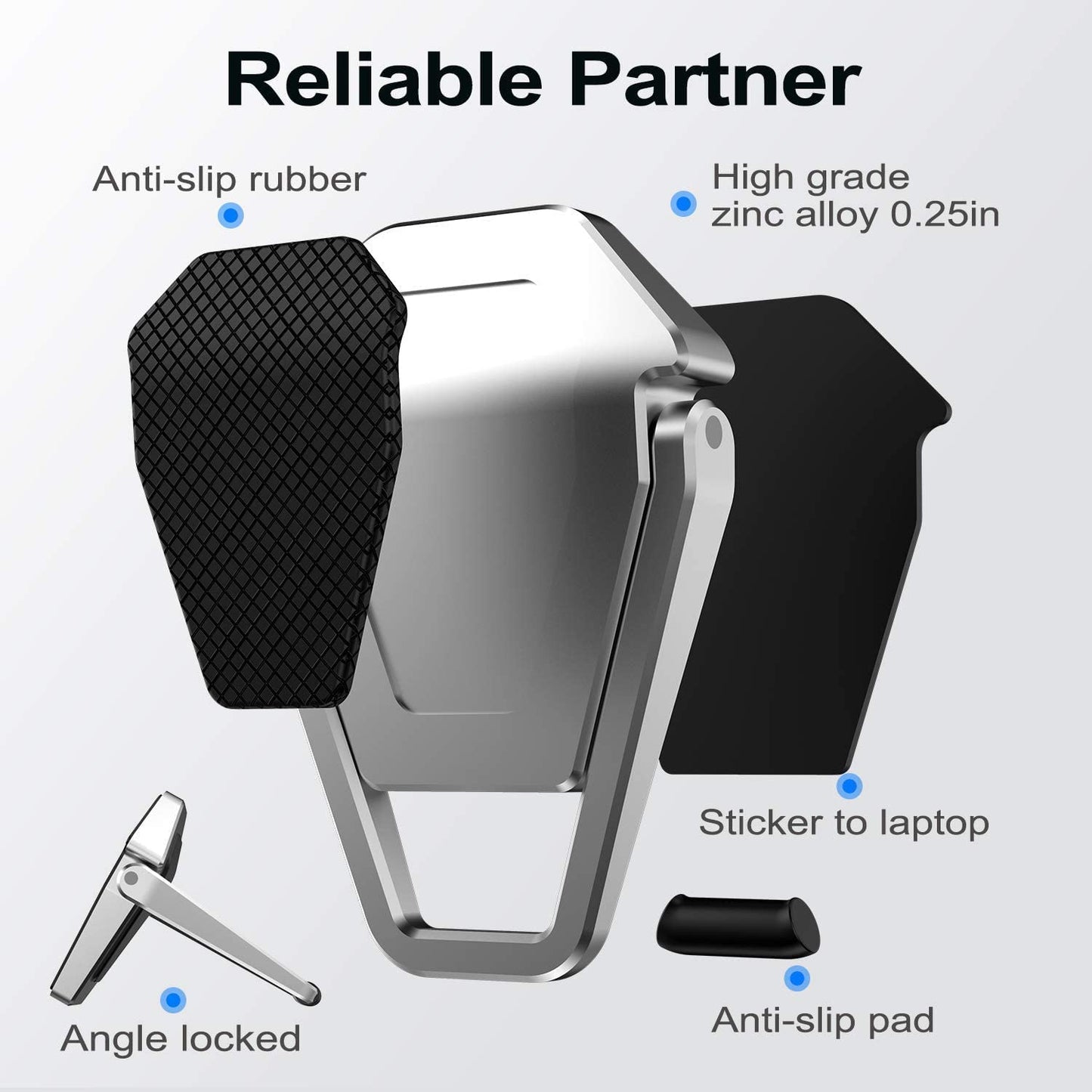 AIG Mini Portable Laptop Stand Zinc Alloy Adjustable Non-Slip Laptop & Tablet Riser for 12-20 Inch Devices