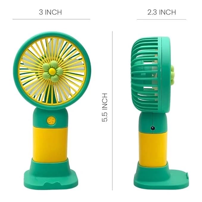 AIG Portable Rechargeable Mini Fan | USB Handheld Personal Cooling Fan with 3 Speed Modes | Silent Travel Fan for Office, Makeup, Kitchen & Outdoor Use | Random Color