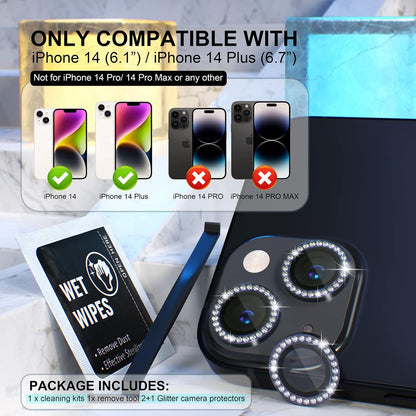 AIG iPhone 14/14 Plus Bling Camera Lens Protector – Black Diamond