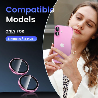 AIG Lens Protector for iPhone 16/16 Plus – Pink, 9H Glass