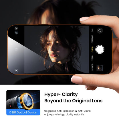 AIG Camera Lens Protector for iPhone 17 Pro/Pro Max –9H Tempered Glass with Diamond Metal Ring, Scratch Resistant, HD Clear (Orange Diamond)