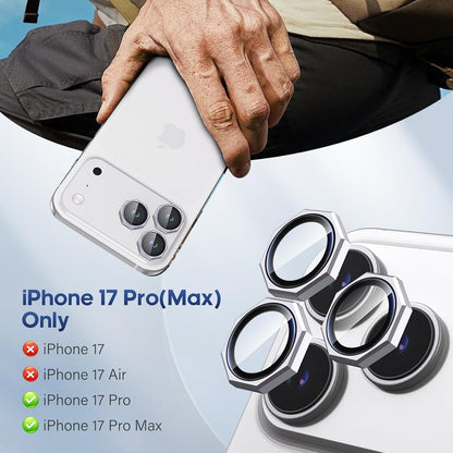 AIG Camera Lens Protector for iPhone 17 Pro / 17 Pro Max / 16 Pro – 9H Tempered Glass Octagon Metal Ring Cover (GREY, HD Clear, Easy Install)