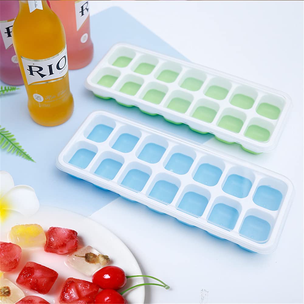 AIG Ice Cube Trays for Freezer, 56 Cubes Easy-Release Silicone Ice Trays with Spill-Resistant Lids, Reusable Stackable BPA-Free Ice Tray for Cocktails, Drinks & Beverages (4 Pack)