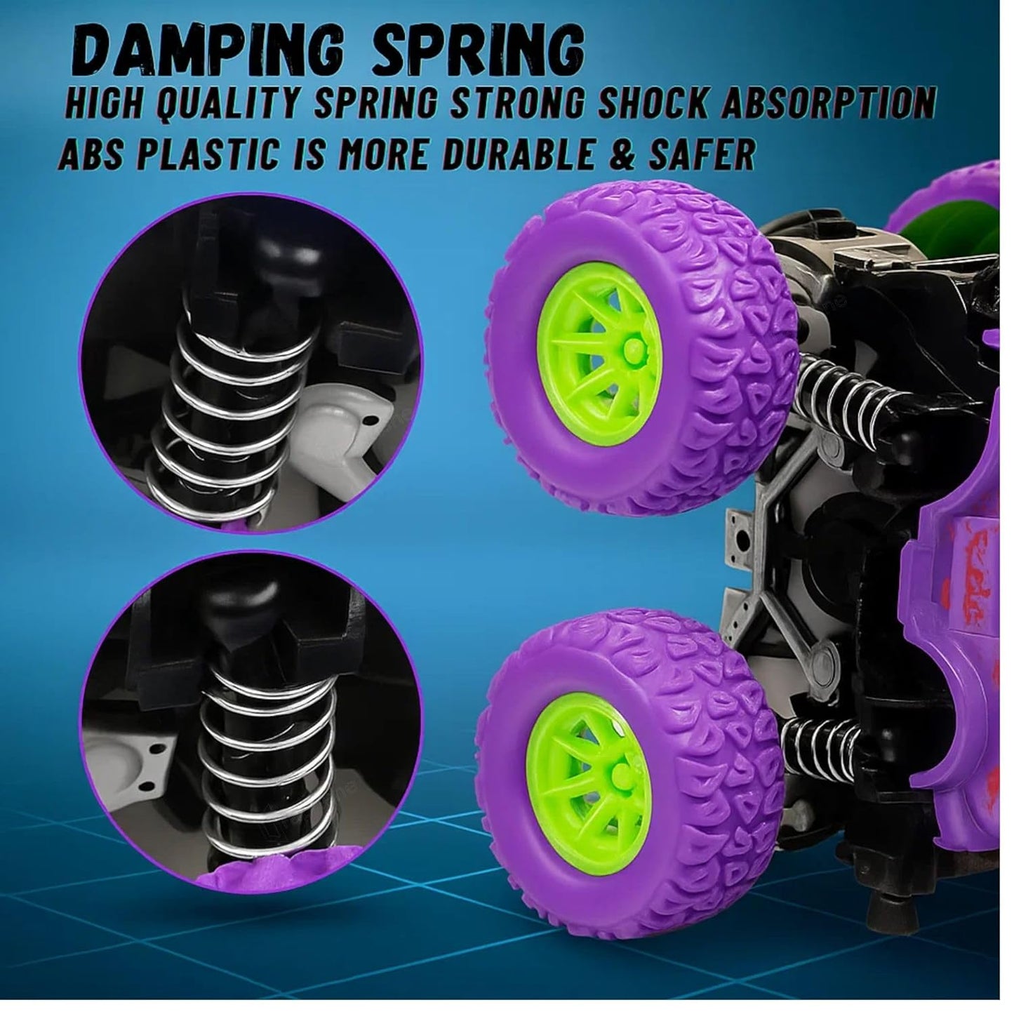 AIG 2Pcs 4WD Monster Truck Toy – Friction Powered Off-Road Stunt Cars for Kids