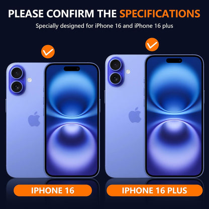 AIG Camera Lens Protector for iPhone 16 / 16 Plus – Tempered Glass with Metal Frame - Blue Joint