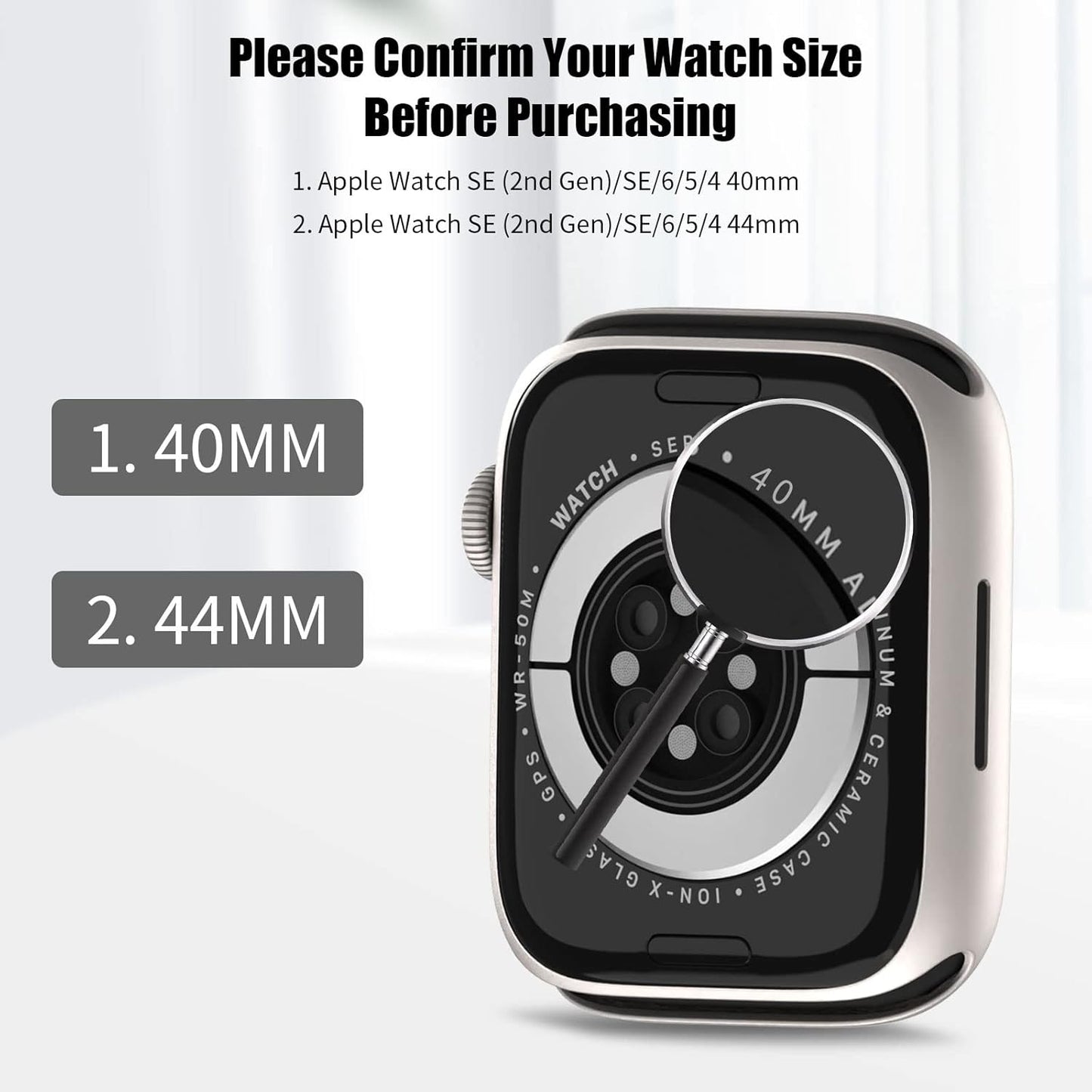 AIG Clear Hard Case with Tempered Glass for Apple Watch 40mm (Series 4/5/6) - Clear+Black+Starlight (03 PACK)
