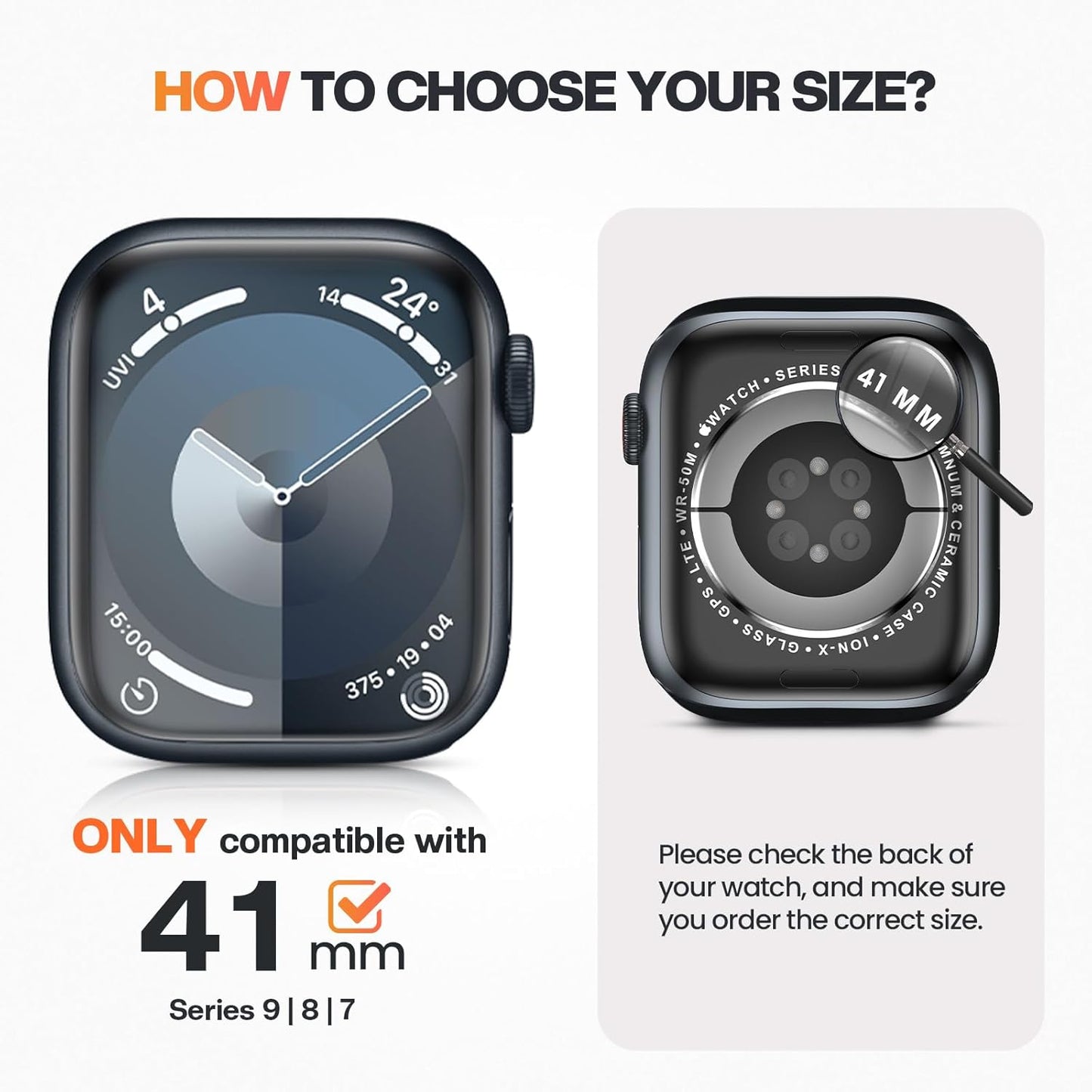 AIG Apple Watch 41mm Hard Case with Tempered Glass Screen Protector, Ultra-Thin Protective Cover for Series 9/8/7 - Blue (02 PACK)