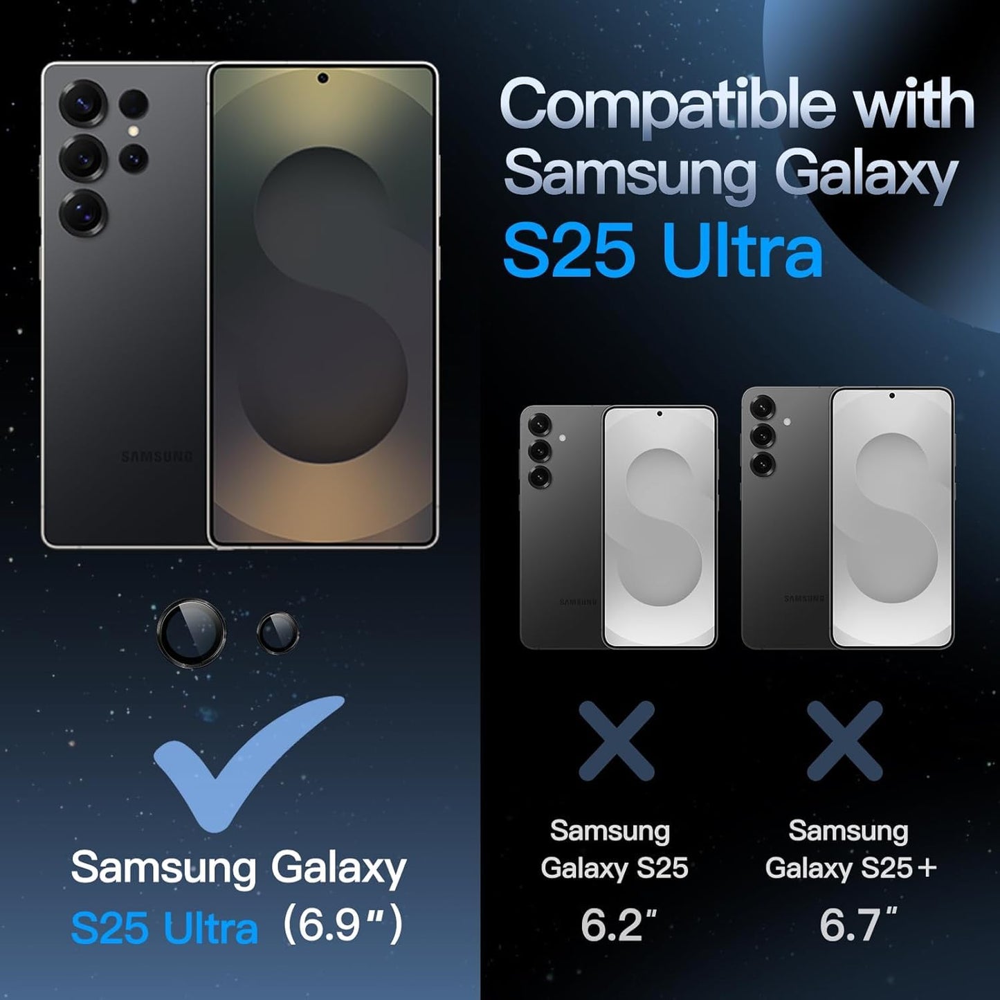 Lens Protector for Samsung Galaxy S25 Ultra – 9H Glass (Titanium Black)