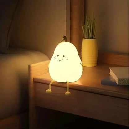 Cute Pear-Shaped LED Night Light with Smiling Face | Soft Warm Glow, Decorative Lamp, Kids & Nursery Use, Compact Design, Bedside Table Light