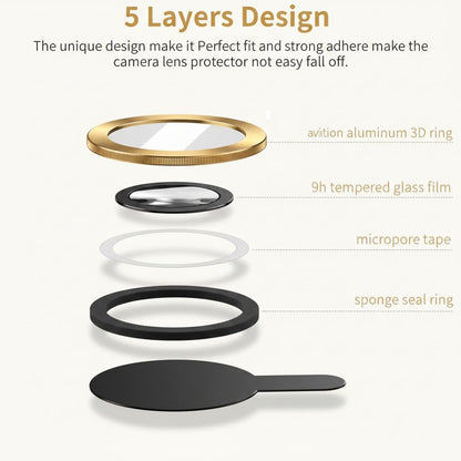 AIG Camera Lens Protector for iPhone 15 Pro/15 Pro Max – UHD 9H Glass, Diamond Gold