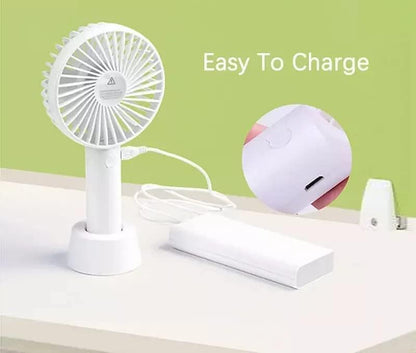 Rechargeable Mini Fan | USB Portable Handheld Cooling Fan with Stand, High Speed Personal Desk & Travel Fan
