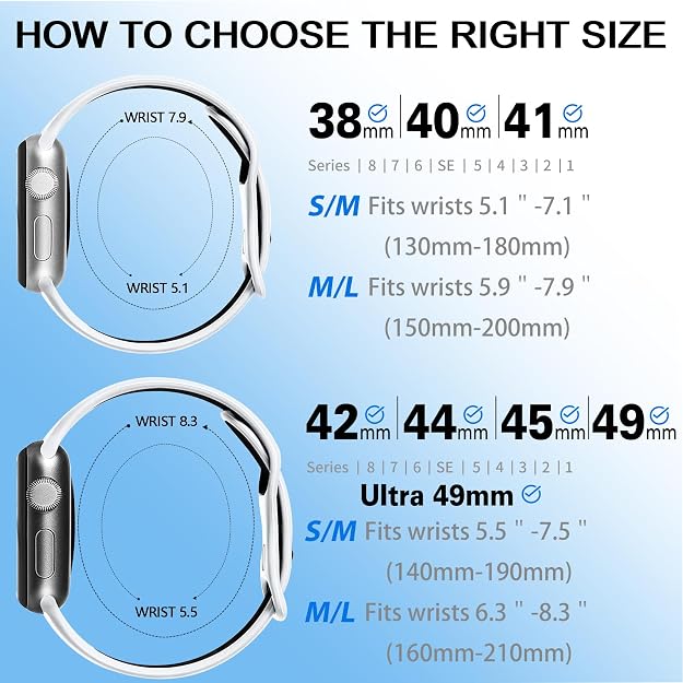 AIG Silicone Sport Band Compatible with Apple Watch 38mm - White & Black