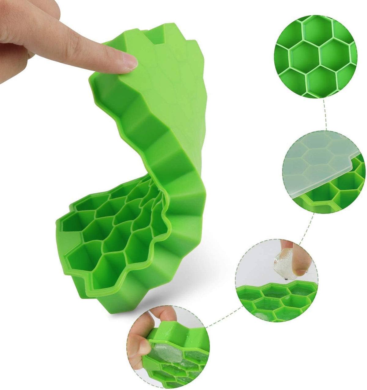 AIG 3 Pack Silicone Ice Cube Tray with Lid & Stainless Steel Vegetable Peeler – Multicolor