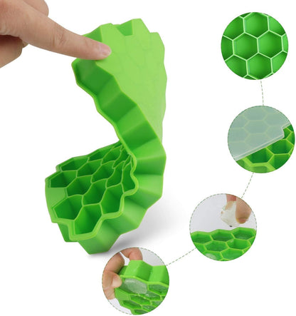 AIG 3 Pack Silicone Ice Cube Tray with Lid & Stainless Steel Vegetable Peeler – Multicolor