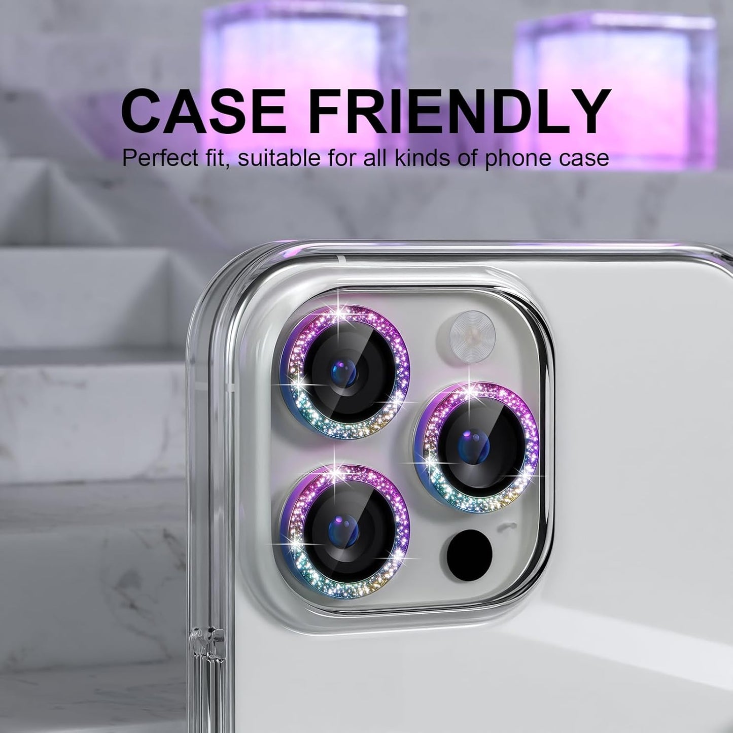AIG iPhone 16 Pro/16 Pro Max Camera Lens Protector Bling – Glitter colourful