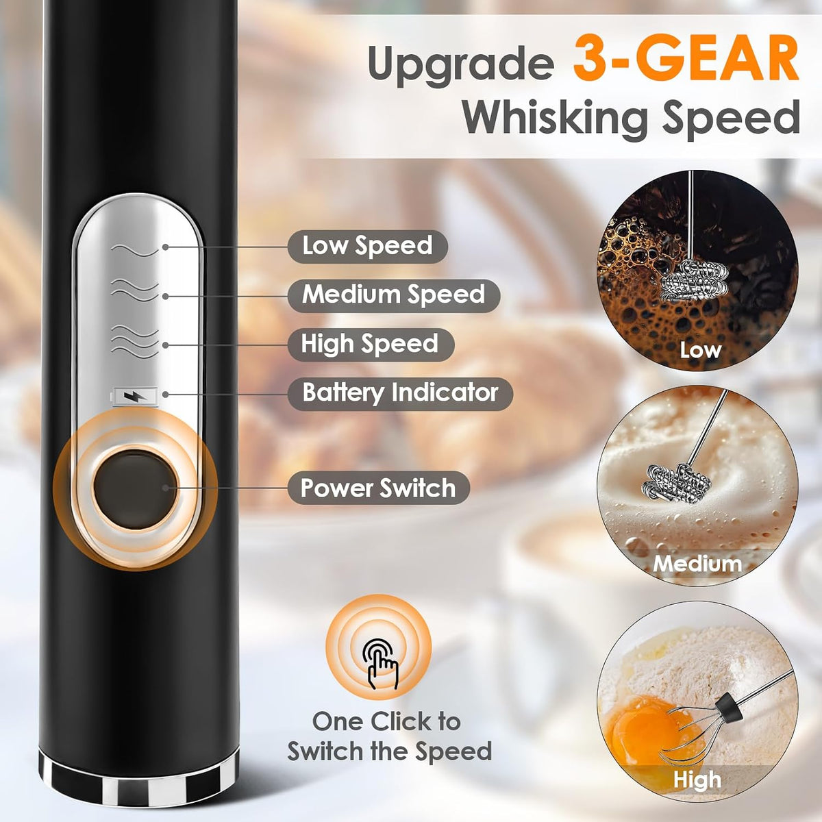 AIG Rechargeable Milk Frother & Coffee Whisk – Electric Handheld Coffee Mixer, Dual Spring Frothing Technology, Drink Mixer & Beater, Multi
