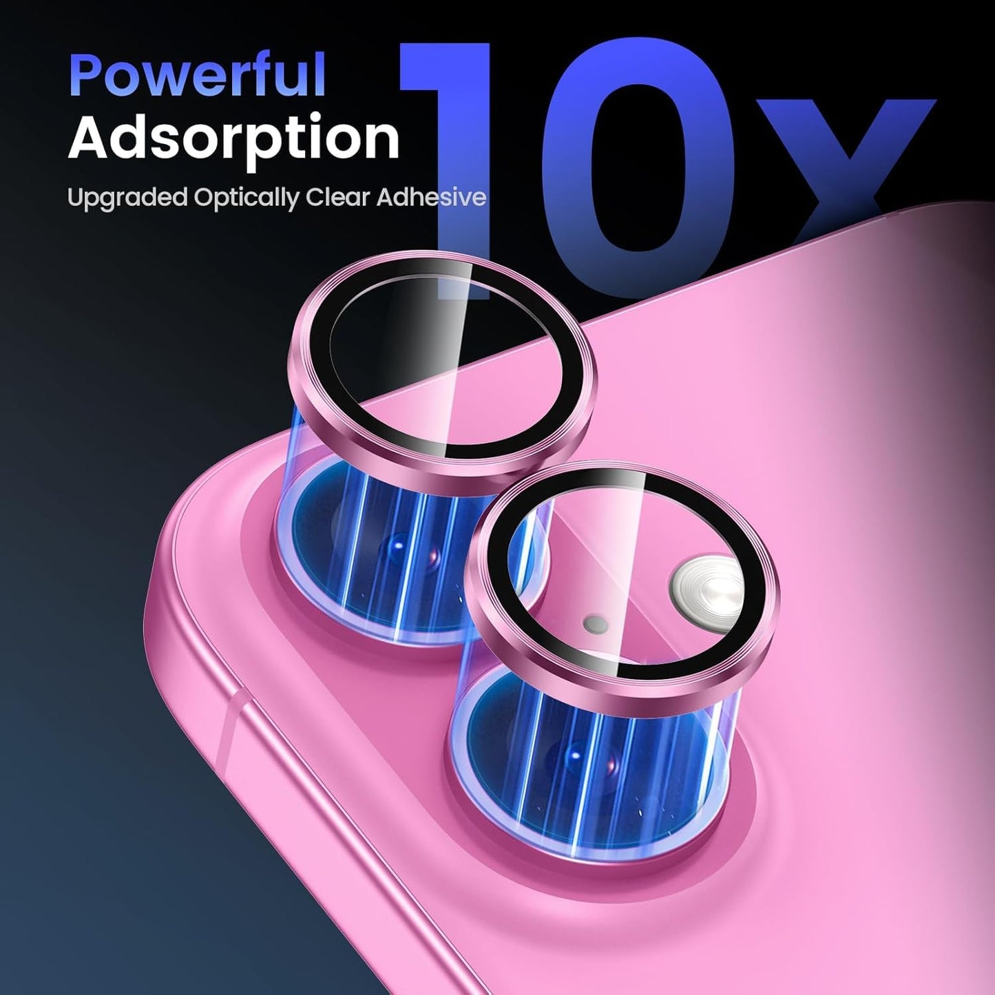 AIG Lens Protector for iPhone 16/16 Plus – Pink, 9H Glass