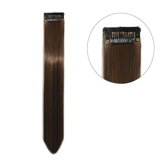 AIG 22-Inch Brown Clip-In Hair Extension – 1 Pack Synthetic Straight Highlight Streak