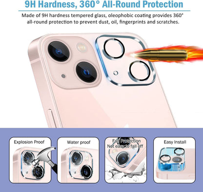 AIG Camera Lens Protector for IPHONE 14/14 PLUS, 15/15 PLUS (TRANSPARENT) UHD 9H Camera Glass, Scratch and Drop Resistant, Easy Self-Installation.