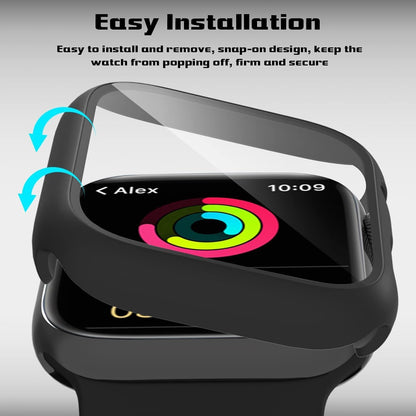 AIG Bumper Hard Case with Tempered Glass for Apple Watch Compatible with Series 6/5/4, 40mm Ultra-Thin Protective Cover with iWatch Screen Protector - Black (01 PACK)