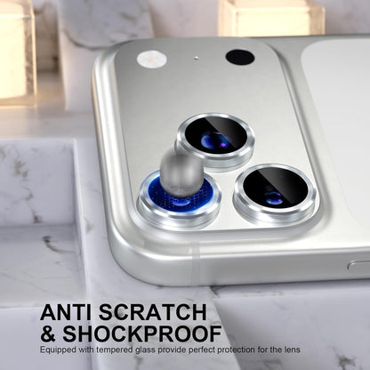 AIG Camera Lens Protector for iPhone 17 Pro / Pro Max – 9H Tempered Glass with Metal Ring, Scratch Resistant, HD Clear (Silver)