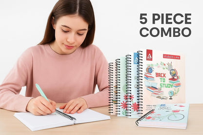 SAT Premium Spiral Notebook Set – Wire Bound Ruled Notebooks for School, College & Office | Smooth Writing Study Notebook Pack