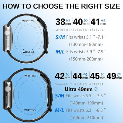 AIG Silicone Sport Band Compatible with Apple Watch 42mm - Black & Blue