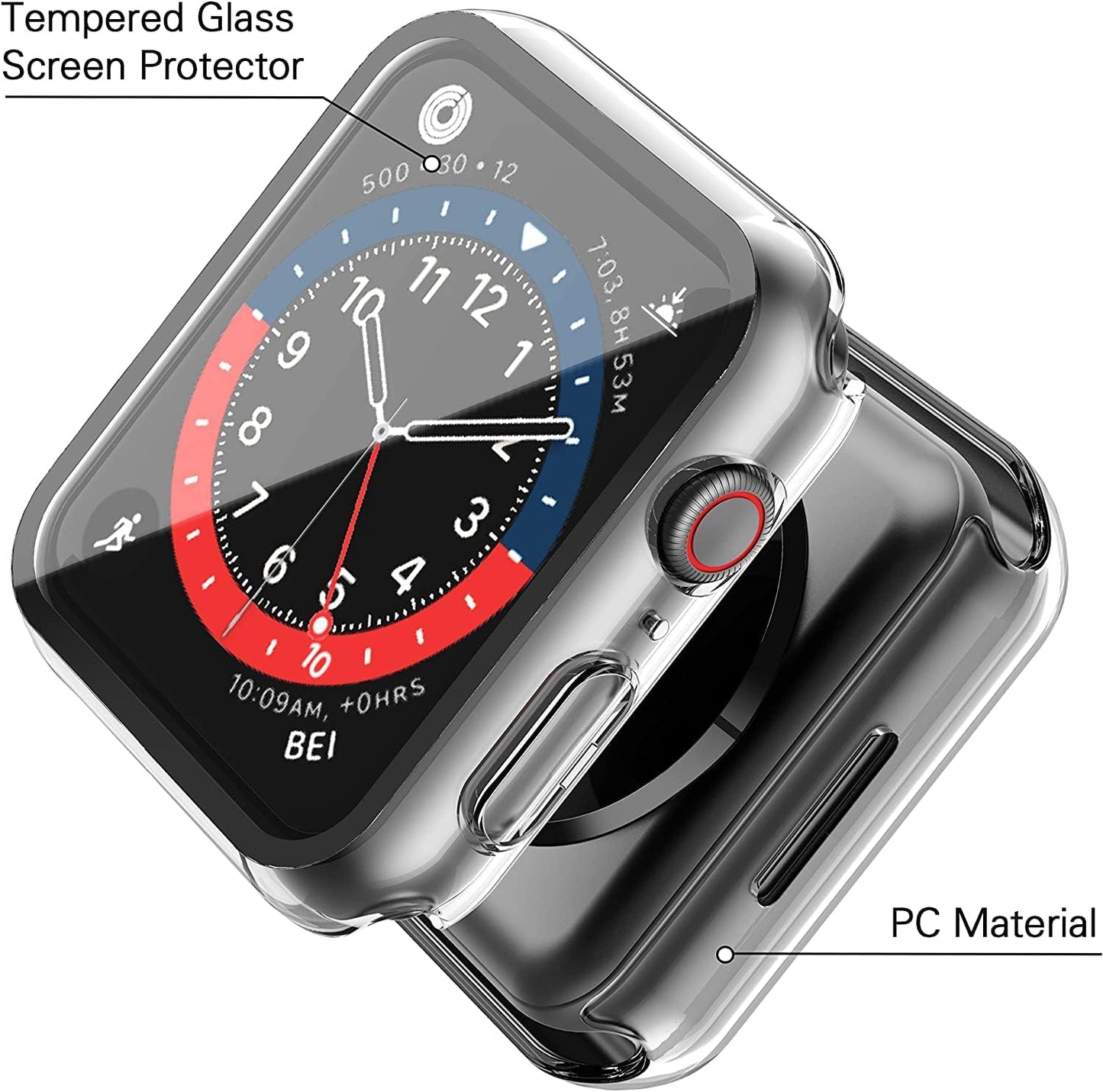 AIG Bumper Hard Case with Tempered Glass for Apple Watch Compatible with Series 6/5/4, 40mm Ultra-Thin Protective Cover with iWatch Screen Protector - Clear/Transparent (01 PACK)