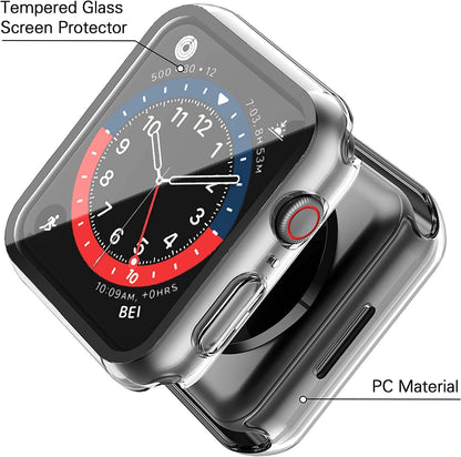 AIG Bumper Hard Case with Tempered Glass for Apple Watch Compatible with Series 6/5/4, 40mm Ultra-Thin Protective Cover with iWatch Screen Protector - Clear/Transparent (01 PACK)