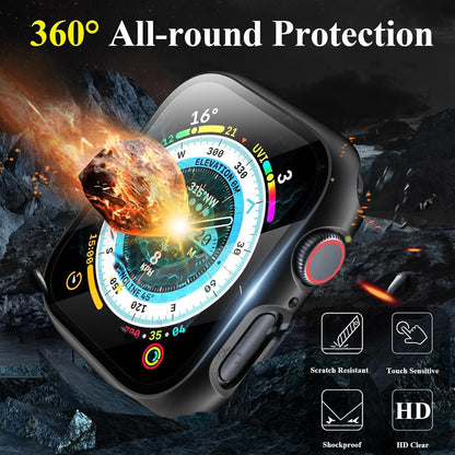 AIG Clear Hard Case with Tempered Glass for Apple Watch 40mm (Series 4/5/6) - Black (03 PACK)