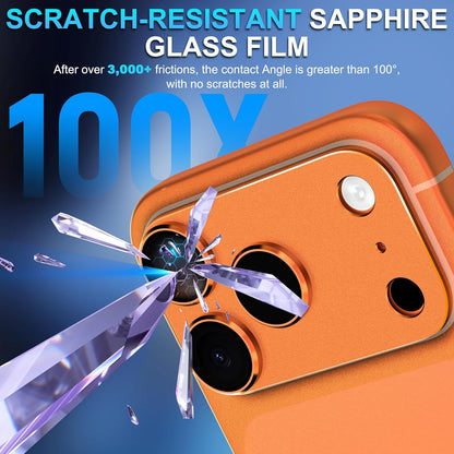 AIG Camera Lens Protector for iPhone 17 Pro Max – 9H Tempered Glass, Metal Ring, Orange Joint