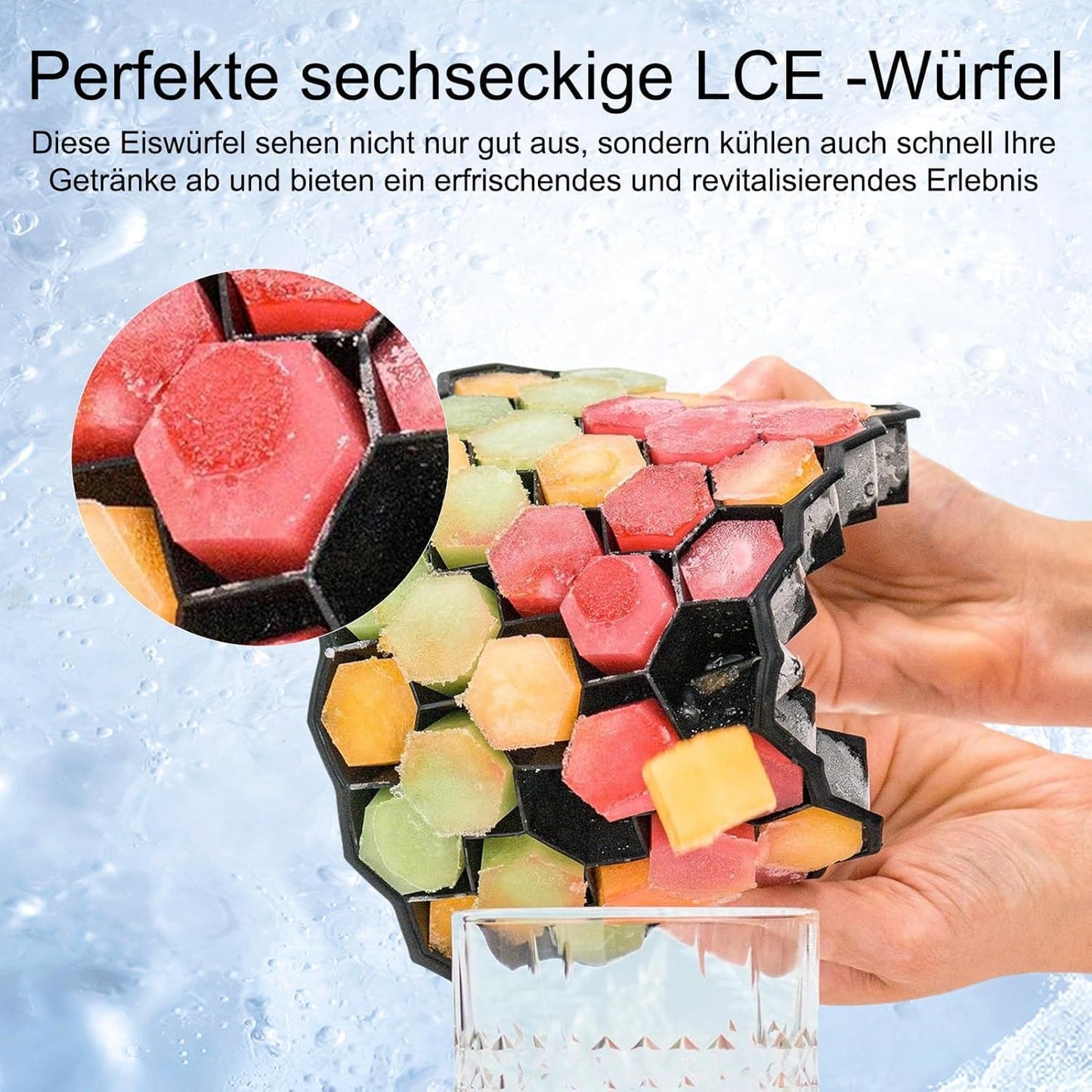 AIG Silicone Ice Cube Trays with Lids – 3 Pack Easy-Release Hexagon Ice Maker for Freezer, Reusable Food-Grade Ice Molds for Cocktail Bar, Whiskey, Iced Coffee & Home Kitchen (Black)