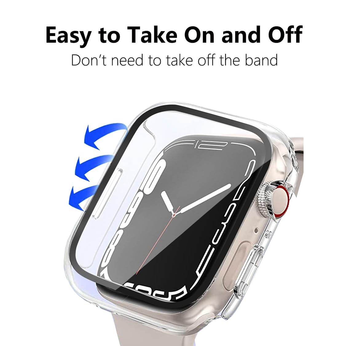 AIG Apple Watch 41mm Hard Case with Tempered Glass Screen Protector, Ultra-Thin Protective Cover for Series 9/8/7 - Clear/Transparent (1 Pack)