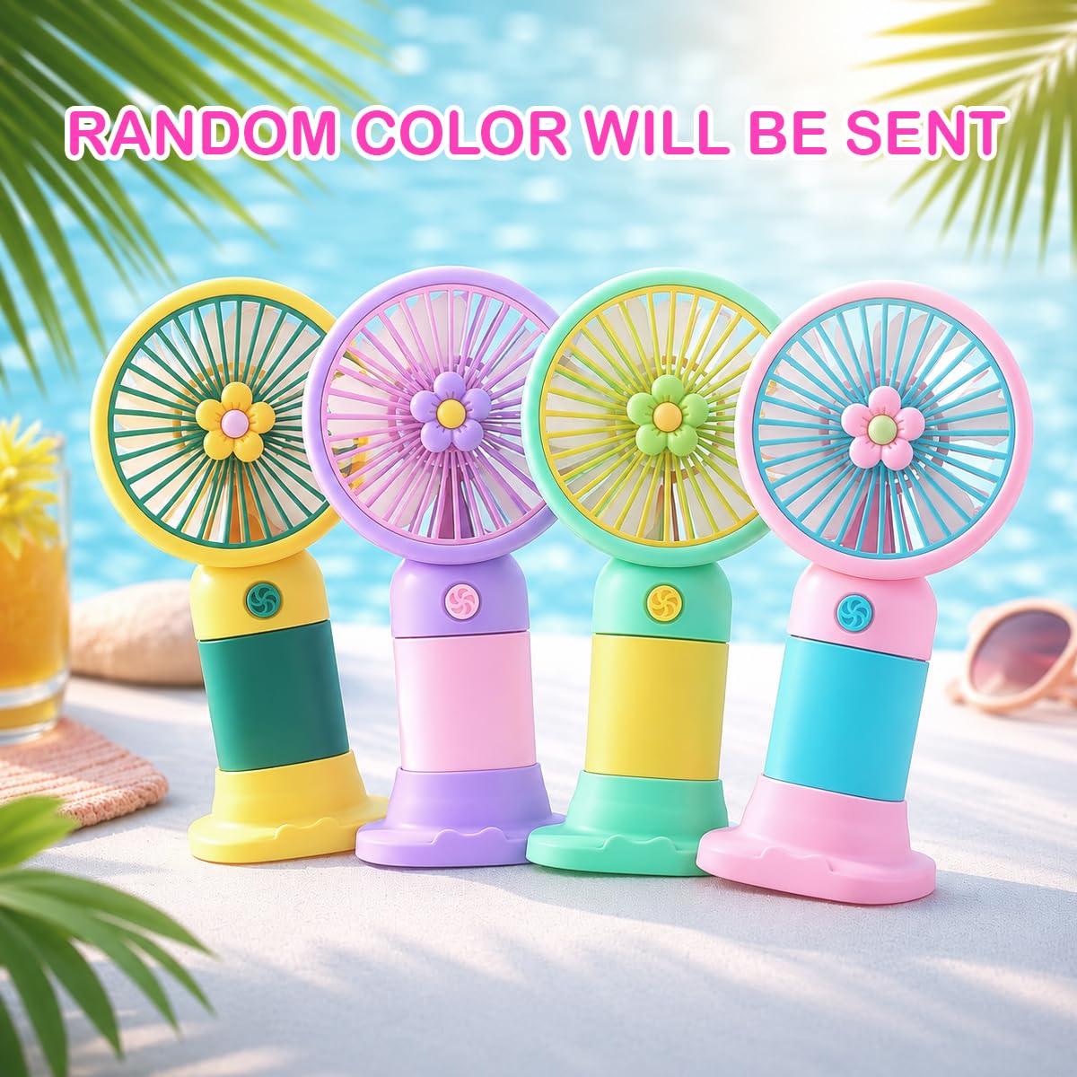 AIG Portable Rechargeable Mini Fan | USB Handheld Personal Cooling Fan with 3 Speed Modes | Silent Travel Fan for Office, Makeup, Kitchen & Outdoor Use | Random Color