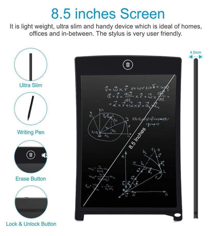 AIG 8.5 Inch LCD Writing Tablet for Kids & Adults | Reusable Drawing Pad, Handwriting & Learning Board | Space Grey - (02 Pack)