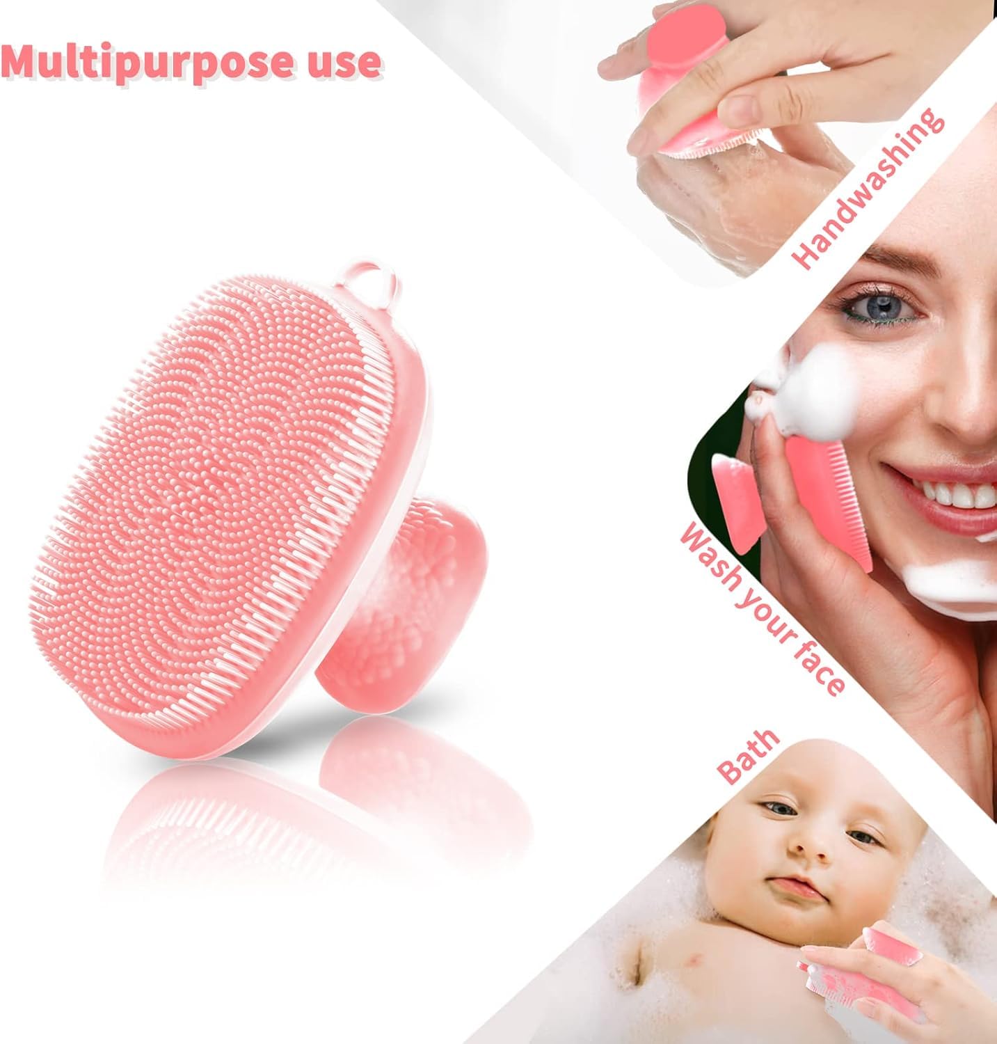 Silicone Face Scrubber (Pink, 2 Pack) – Soft Deep Cleansing Brush