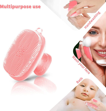 Silicone Face Scrubber (Pink, 2 Pack) – Soft Deep Cleansing Brush
