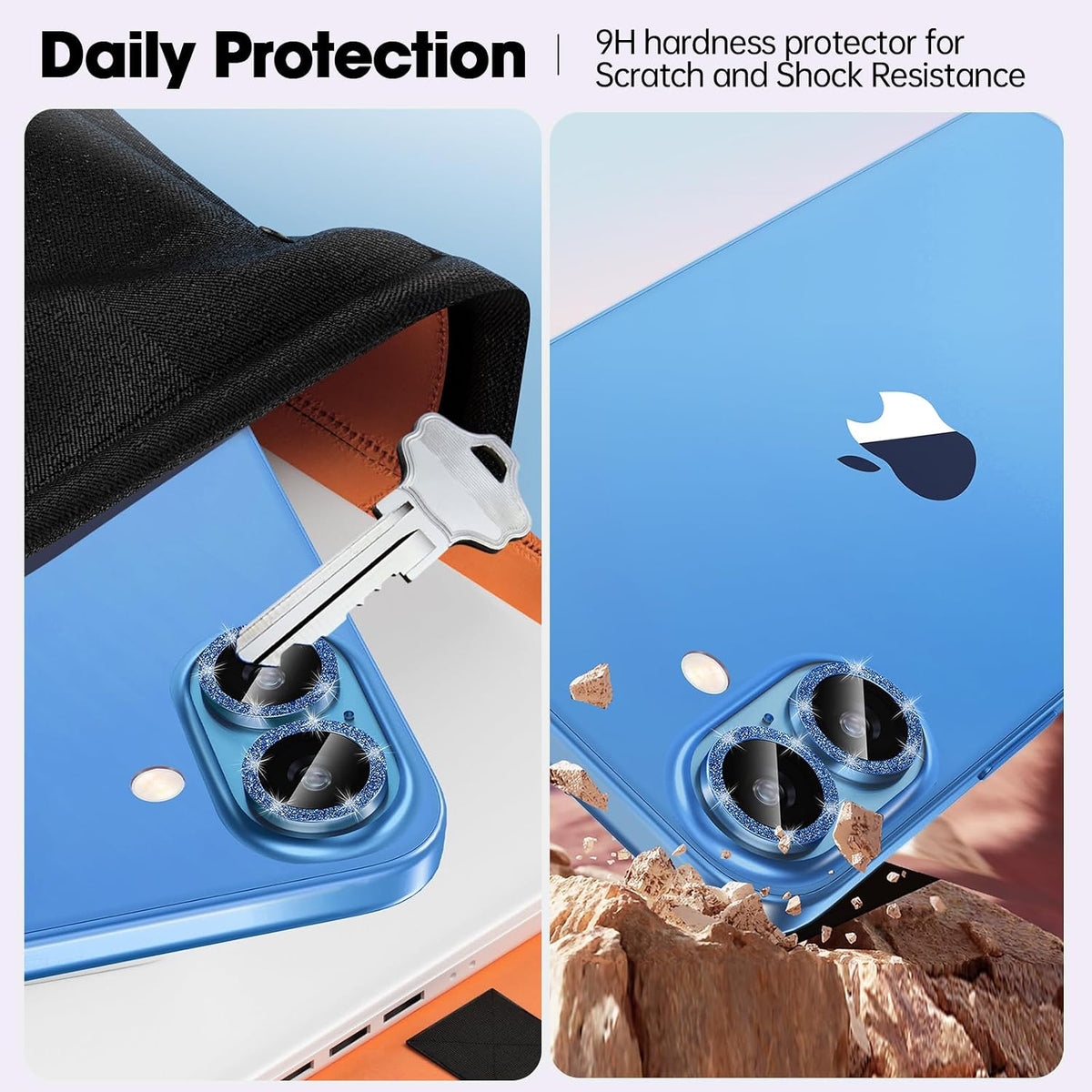 AIG iPhone 16/16 Plus Camera Lens Protector – Bling Glitter Blue