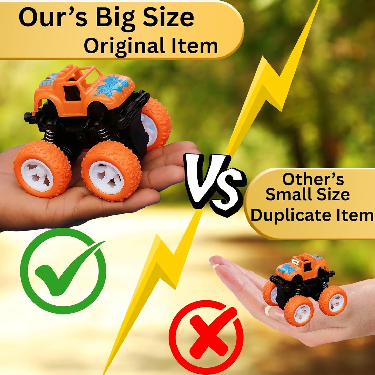 AIG 2Pcs 4WD Monster Truck Toy – Friction Powered Off-Road Stunt Cars for Kids